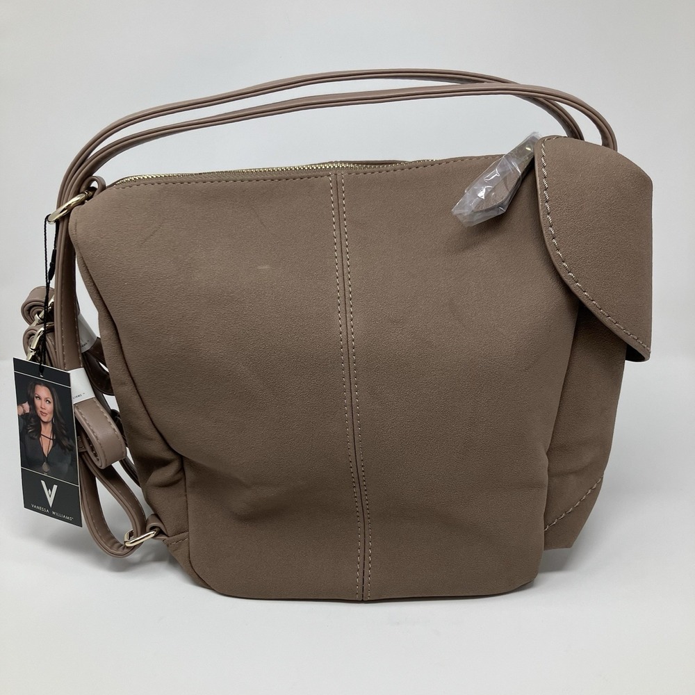 NWT Vanessa Williams Sling Backpack Purse Bag Fawn Taupe Beige Convertible